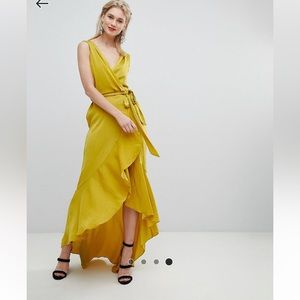 ASOS Flounce dress - golden yellow green color, super flattering